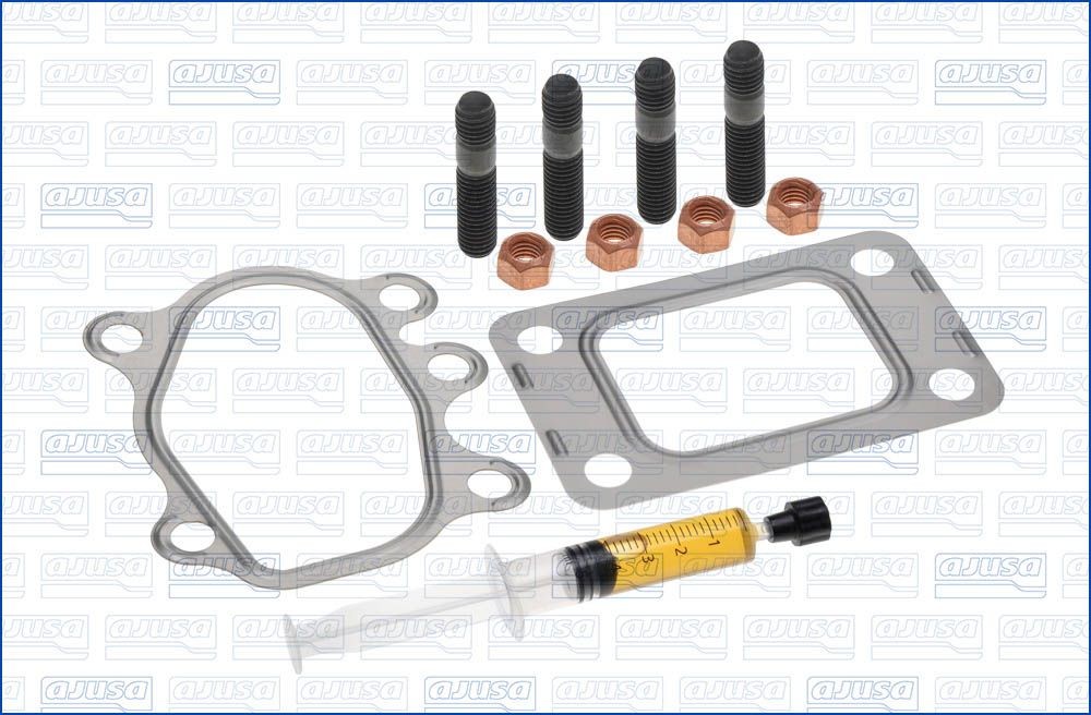Turbocharger gasket kit AJUSA with studs, syringe with oil, with gaskets/seals - JTC11061