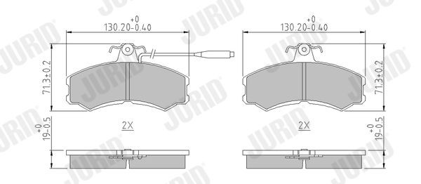 JURID 571304J Brake pad set incl. wear warning contact, with accessories