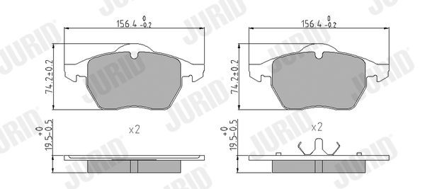 JURID 571935J Brake pad set not prepared for wear indicator, without accessories