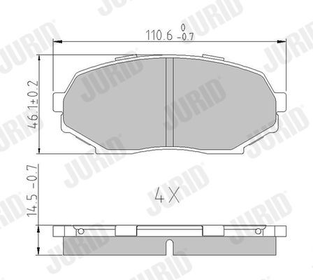 JURID 572223J Brake pad set not prepared for wear indicator, without accessories