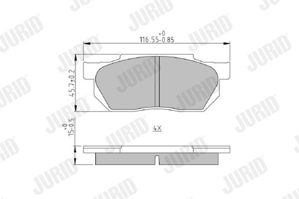 JURID 572237J Brake pad set not prepared for wear indicator, without accessories