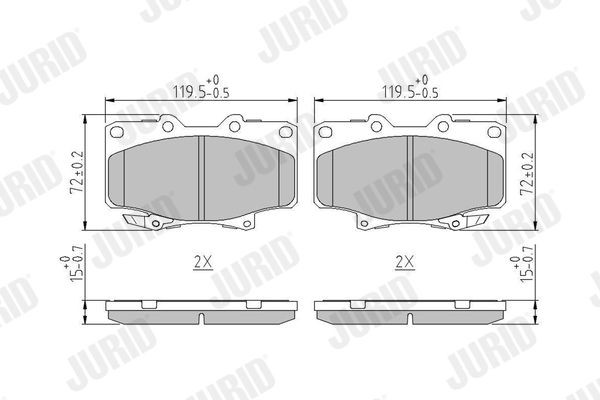 JURID 572253J Brake pad set with acoustic wear warning, without accessories