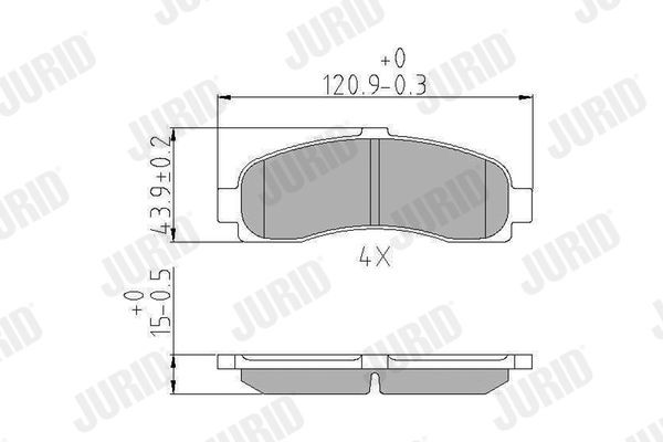 21626 JURID not prepared for wear indicator, without accessories Height 1: 45mm, Height: 45mm, Width: 121mm, Thickness: 15mm Brake pads 572257J buy