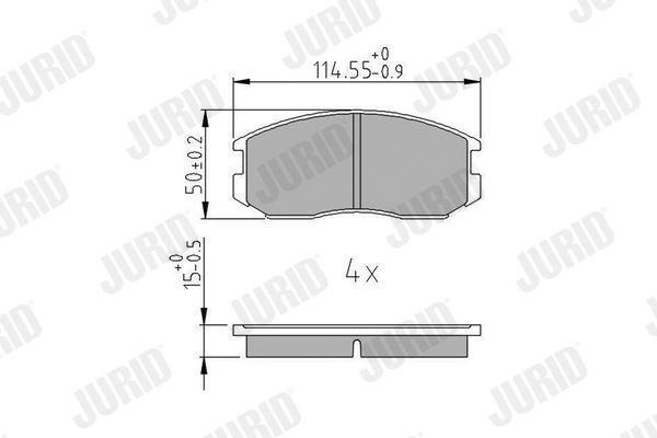 JURID 572375J Brake pad set not prepared for wear indicator, without accessories