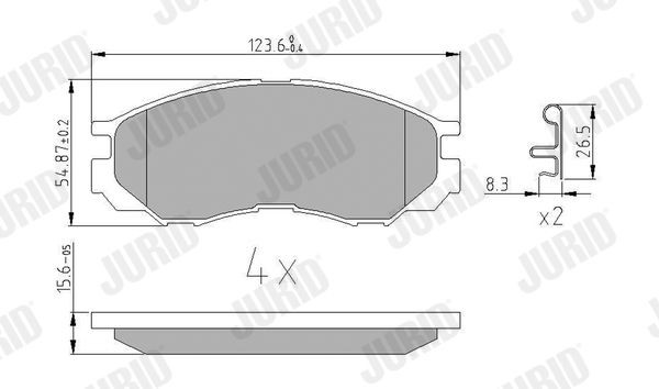JURID 572419J Brake pad set with acoustic wear warning, without accessories