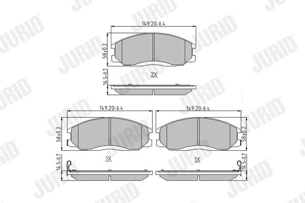 JURID 572453J Brake pad set with acoustic wear warning, without accessories