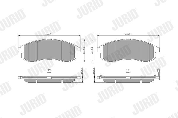 JURID Brake pad kit 572500J for Mitsubishi L200 K60T