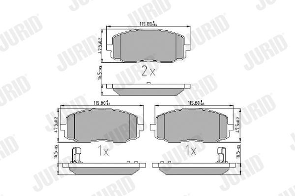 JURID 572526J Brake pad set with acoustic wear warning, without accessories