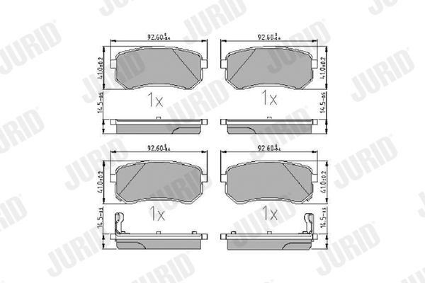 24276 JURID with acoustic wear warning, without accessories Height 1: 41mm, Height: 41mm, Width: 92,5mm, Thickness: 14,8mm Brake pads 572527J buy