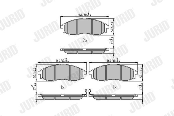JURID 572551J Brake pad set with acoustic wear warning, without accessories