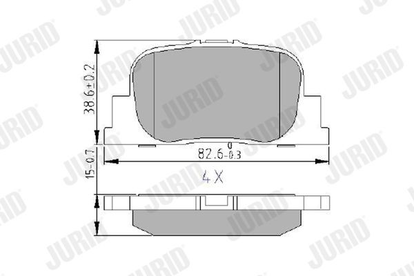 JURID 572559J Brake pad set not prepared for wear indicator, without accessories