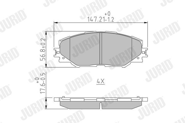 JURID 572569J Brake pad set not prepared for wear indicator, without accessories