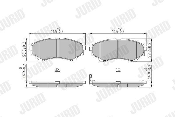 JURID 572572J Brake pad set with acoustic wear warning, without accessories