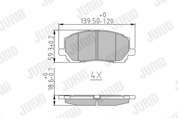 572636J JURID Brake pad set LEXUS not prepared for wear indicator, without accessories