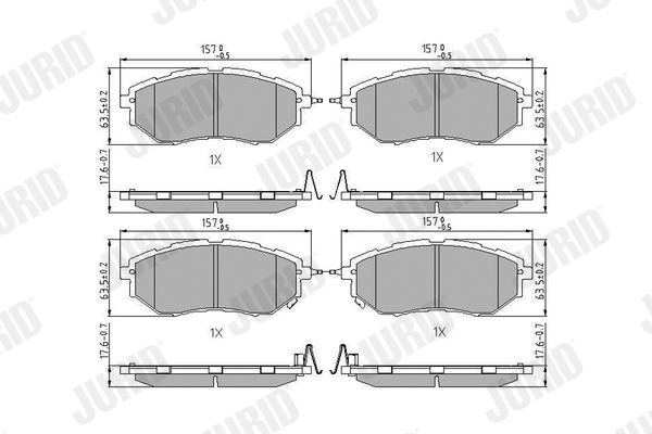 JURID 572638J Brake pad set with acoustic wear warning, without accessories
