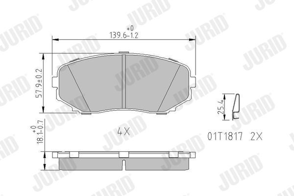 572640J JURID Brake pad set MITSUBISHI with acoustic wear warning, without accessories