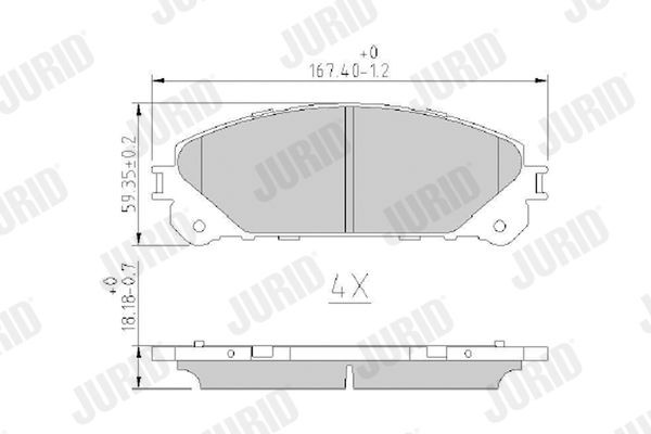 24452 JURID not prepared for wear indicator, without accessories Height 1: 59,3mm, Height: 59,3mm, Width: 166,6mm, Thickness: 17,6mm Brake pads 572655J buy