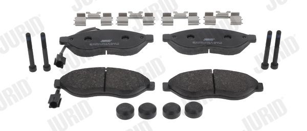 24468 JURID incl. wear warning contact, with brake caliper screws Height 1: 61,6mm, Height: 61,6mm, Width: 169,3mm, Thickness: 19,2mm Brake pads 573260J buy