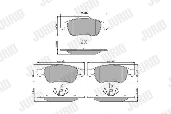JURID 573268J Brake pad set not prepared for wear indicator, with piston clip, without accessories