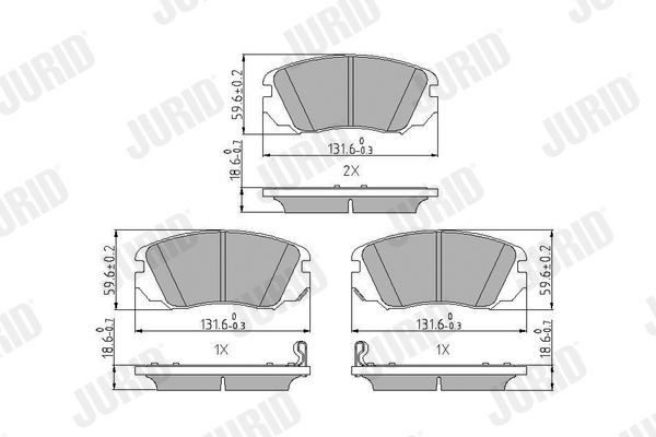 573269J JURID Brake pad set SAAB with acoustic wear warning, without accessories