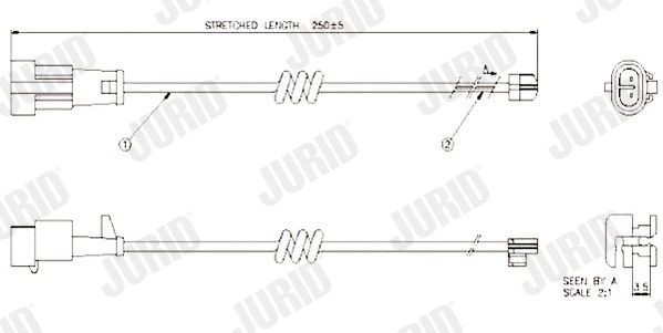 JURID Length: 250mm Warning contact, brake pad wear 587041 buy