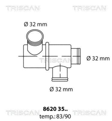 TRISCAN Opening Temperature: 83°C, Integrated housing Thermostat, coolant 8620 3583 buy