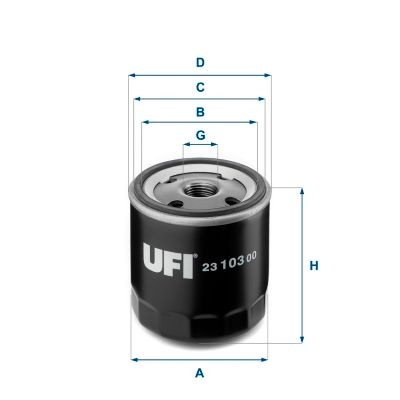 UFI 23.103.00 Oil filter 3/4-16 UNF, Spin-on Filter