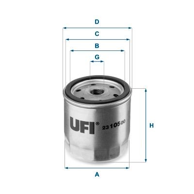 UFI 23.105.00 Oil filter M 16 X1,5, with one anti-return valve, Spin-on Filter