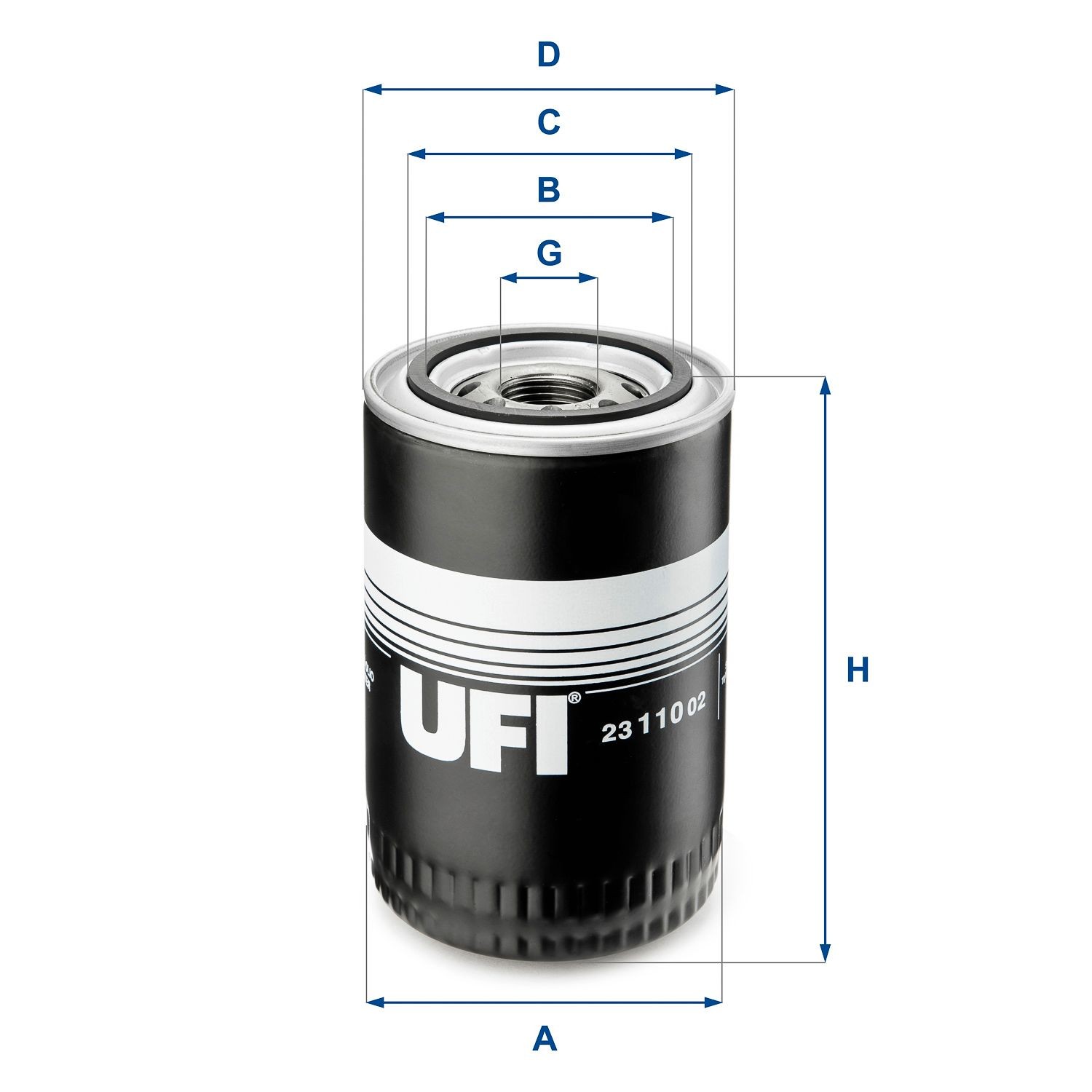 UFI 23.110.02 Oliefilter 1-12 UNF, Met een terugloopbeveiligingskleppen, Opschroeffilter