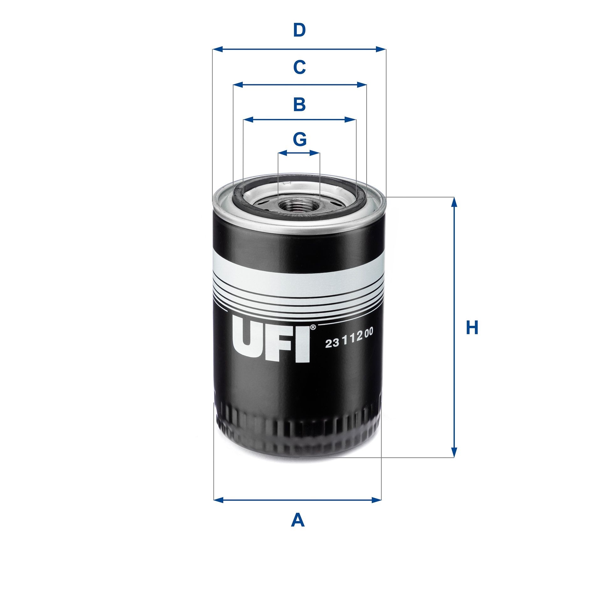 UFI 23.112.00 Oil filter 13/16-16 UNF, with one anti-return valve, Spin-on Filter