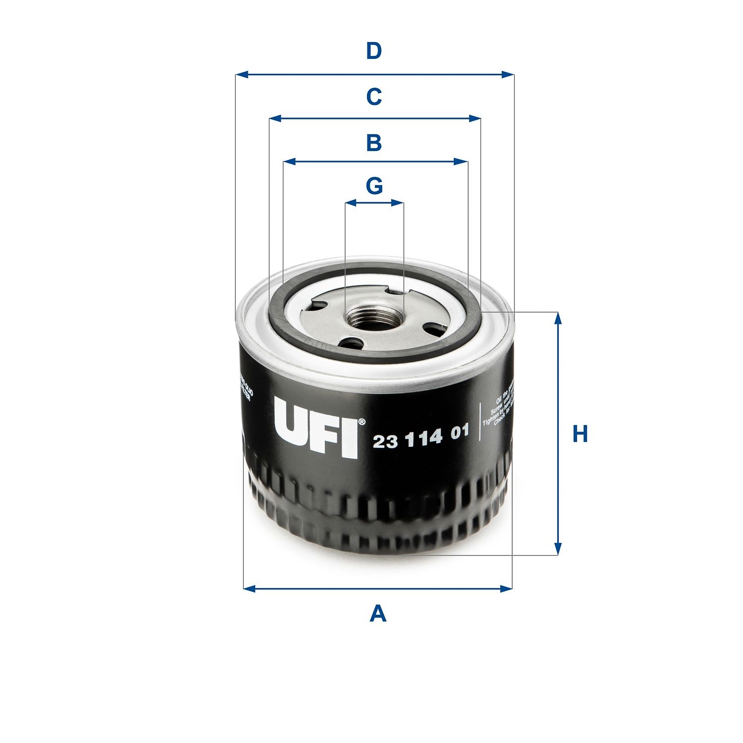 UFI 23.114.01 Oil filter 3/4-16 UNF, with one anti-return valve, Spin-on Filter