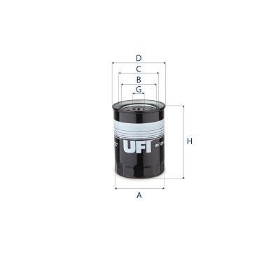 23.121.00 UFI Oil filters DAIHATSU 3/4-16 UNF, with one anti-return valve, Spin-on Filter