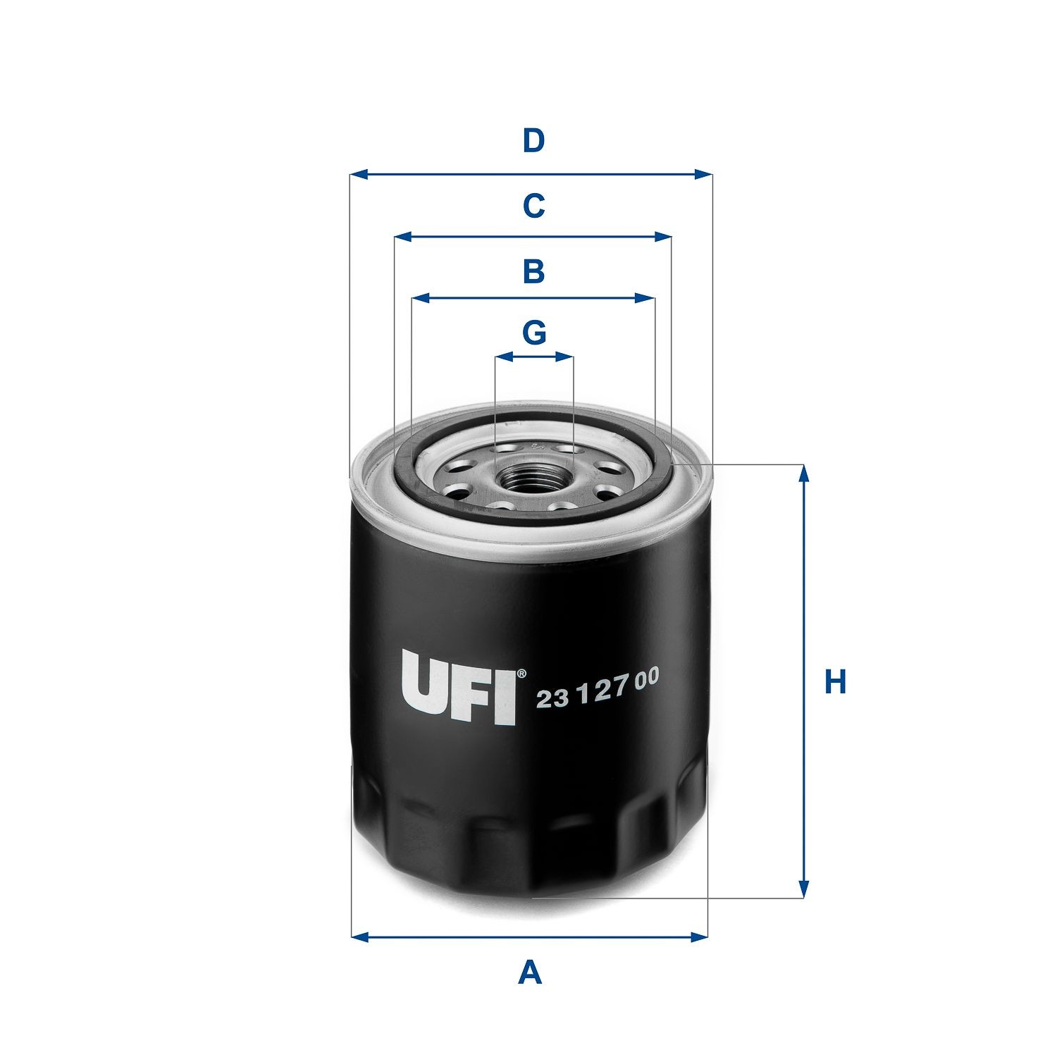 23.127.00 Oil filter 23.127.00 UFI 3/4-16 UNF, with one anti-return valve, Spin-on Filter
