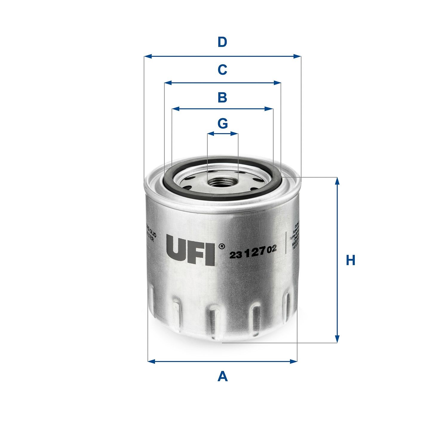 UFI 23.127.02 Oil filter 3/4-16 UNF, with one anti-return valve, Spin-on Filter