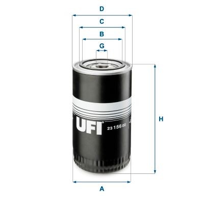 UFI 23.156.00 Oil filter 3/4-16 UNF, with one anti-return valve, Spin-on Filter