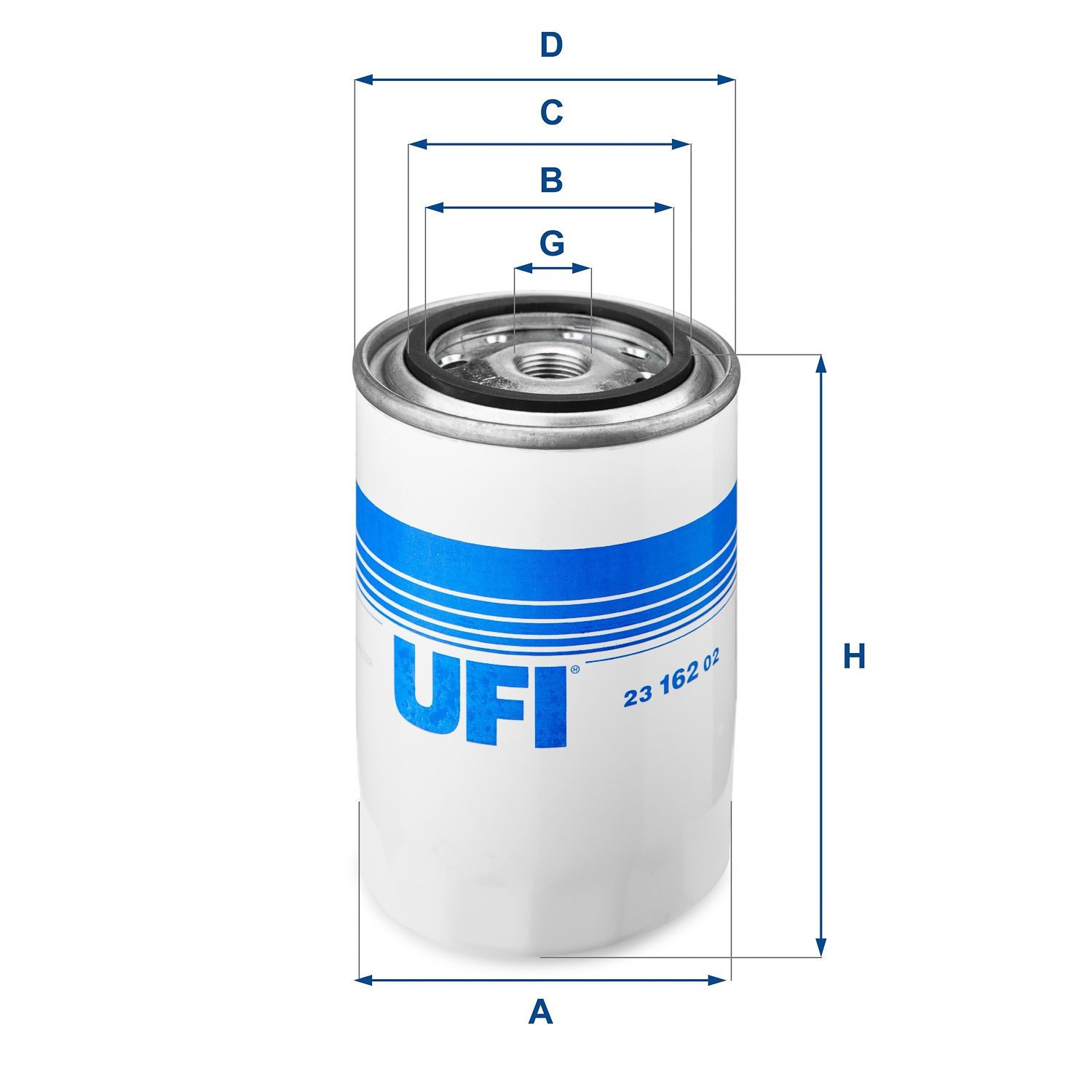Oil filter UFI 3/4-16 UNF, with one anti-return valve, Spin-on Filter - 23.162.02