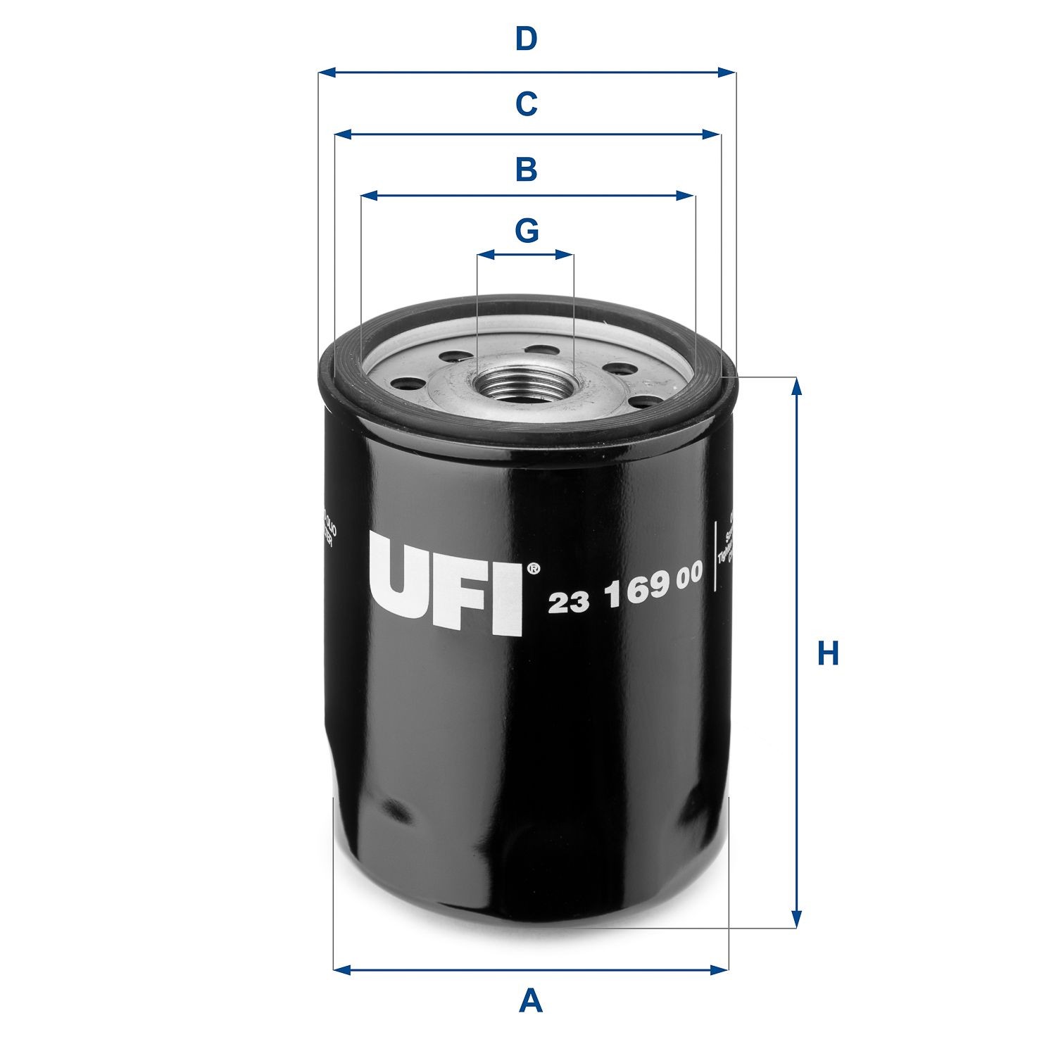 UFI 23.169.00 Oil filter 3/4-16 UNF, with two anti-return valves, Spin-on Filter