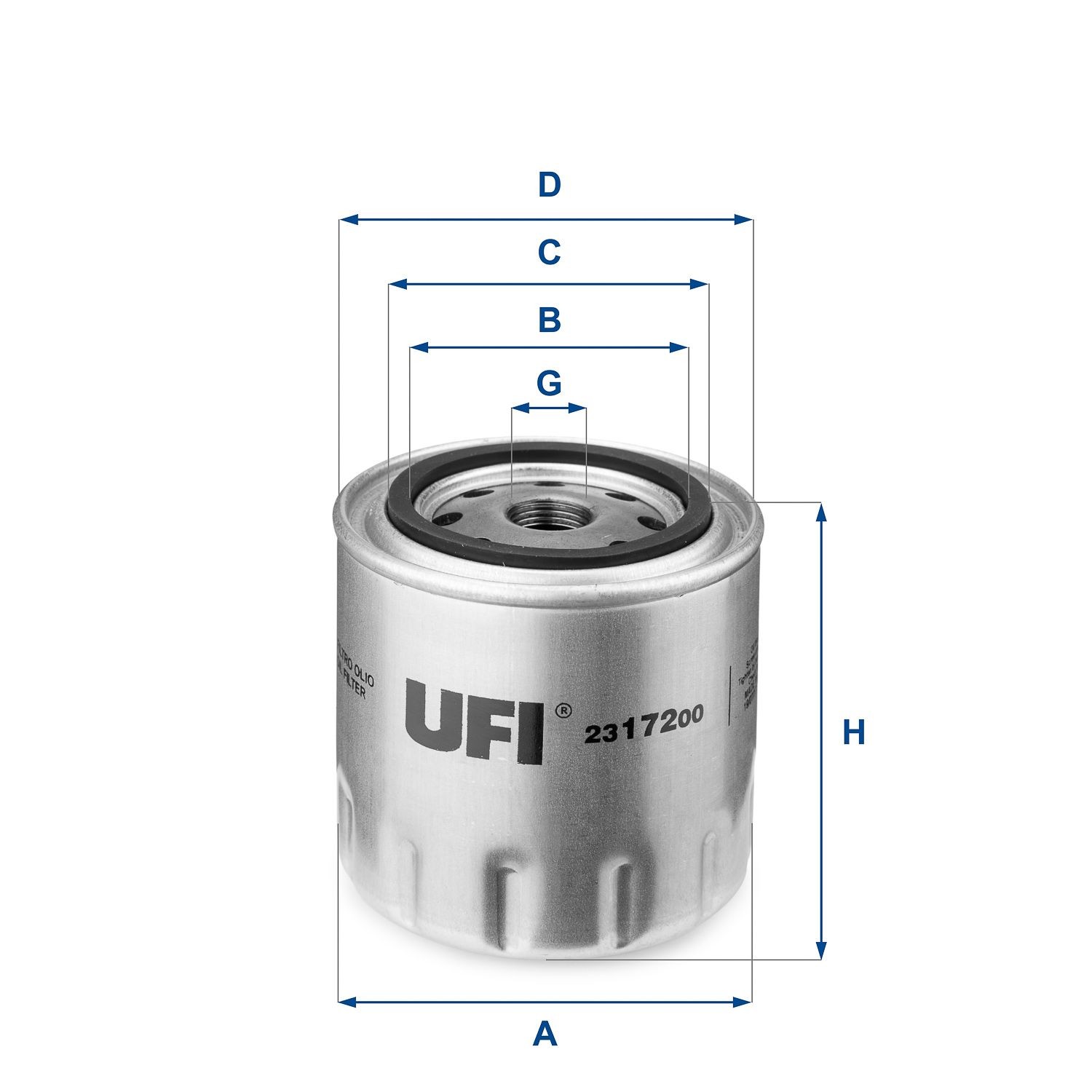 UFI 23.172.00 Oil filter 3/4-16 UNF, with one anti-return valve, Spin-on Filter