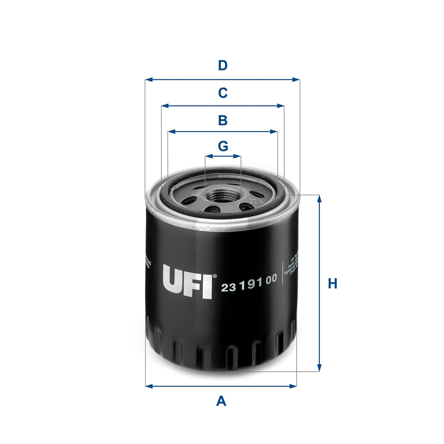 UFI 23.191.00 Filter für Öl M 20 X 1,5, mit einem Rücklaufsperrventil, Anschraubfilter