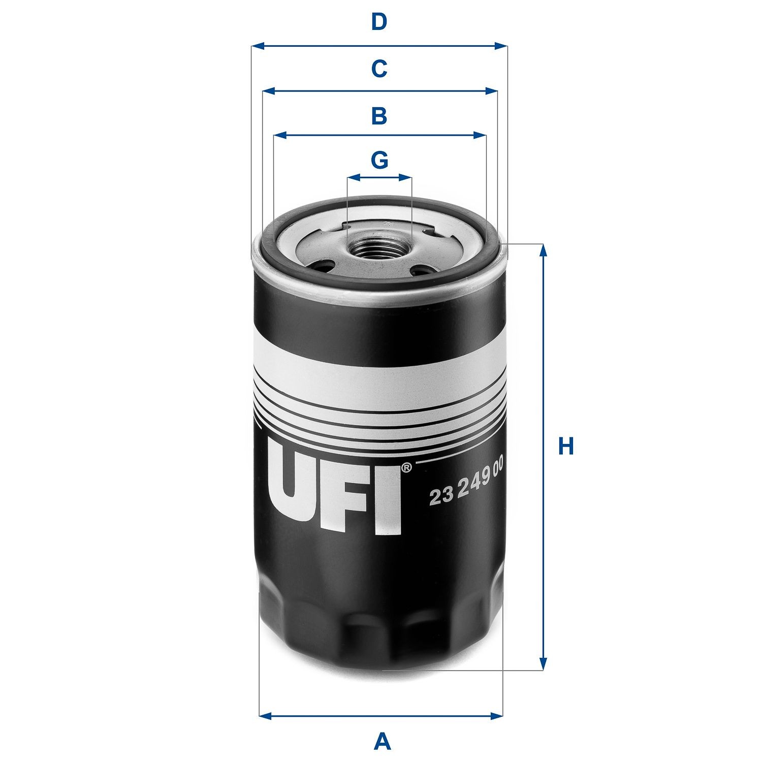 23.249.00 UFI Oil filters ALFA ROMEO 3/4-16 UNF, with two anti-return valves, Spin-on Filter