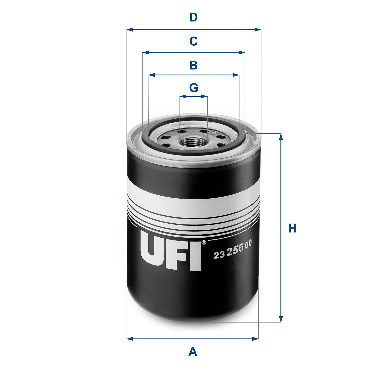 UFI 23.256.00 Oil filter 3/4-16 UNF, with one anti-return valve, Spin-on Filter