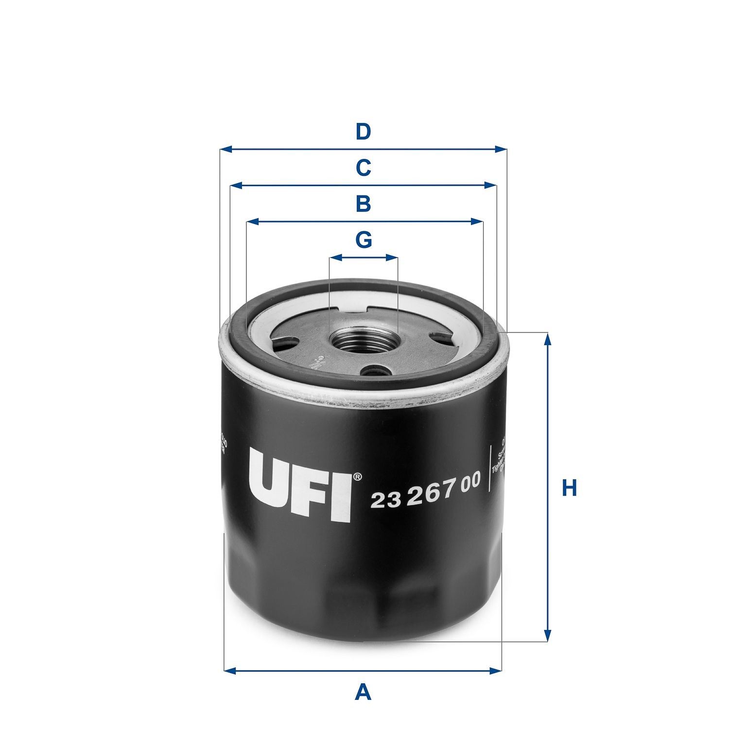 Original UFI Engine oil filter 23.267.00 for FORD FOCUS