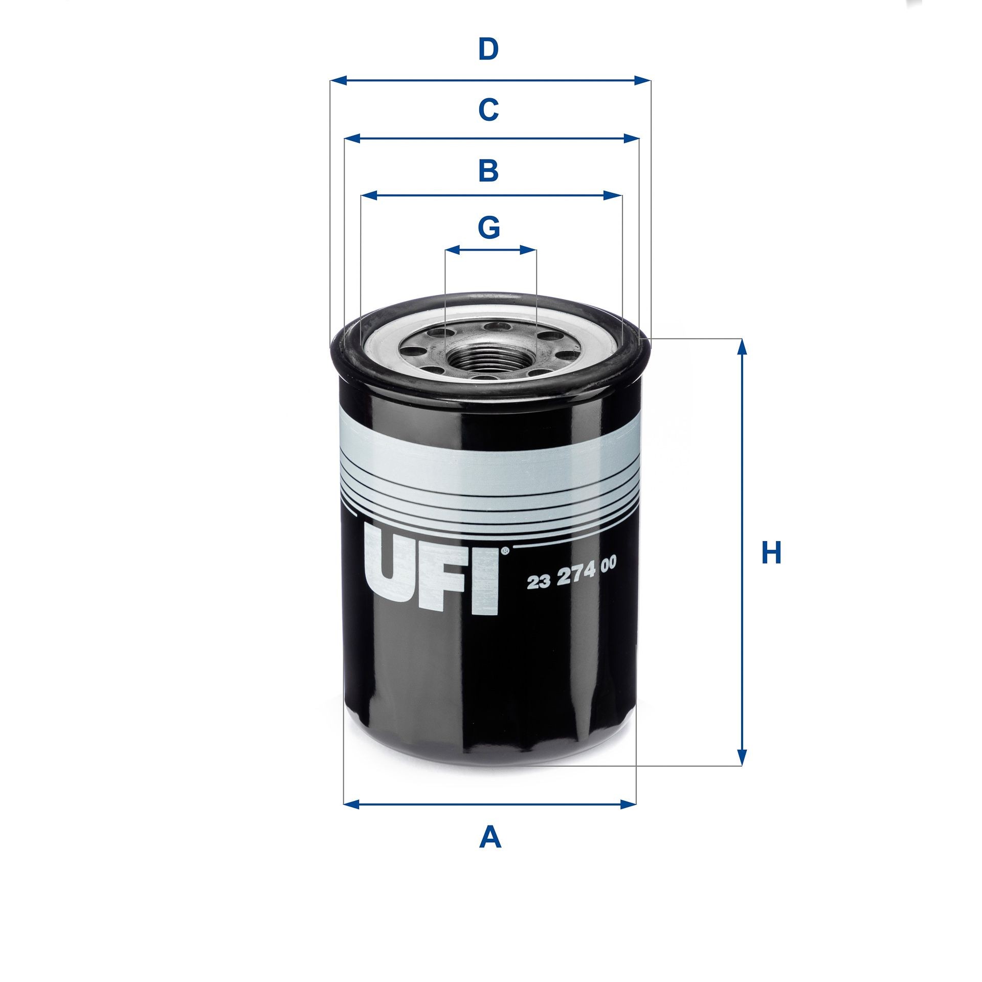 23.274.00 UFI Oil filters MITSUBISHI M 26 X 1,5, with one anti-return valve, Spin-on Filter