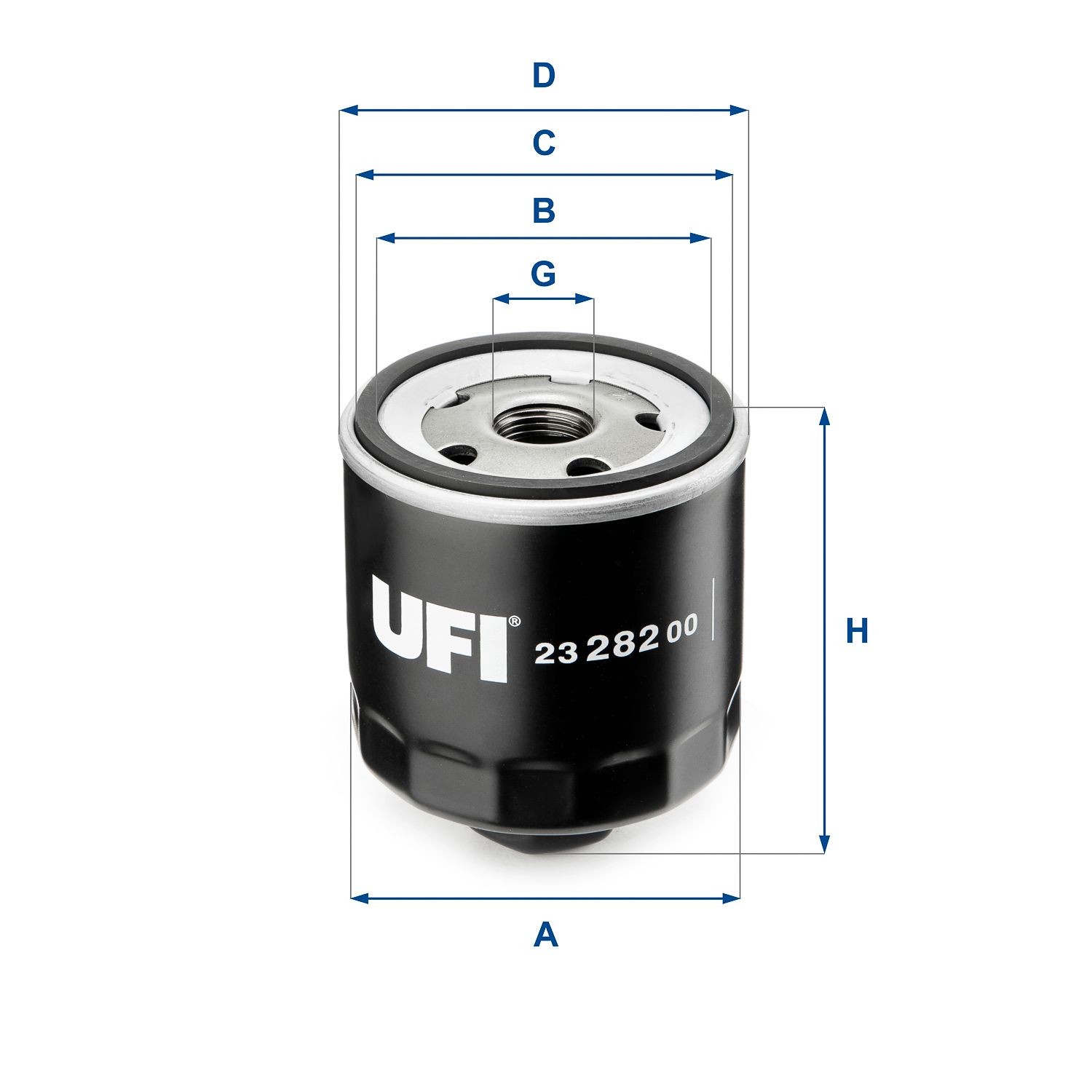 UFI 23.282.00 Oil filter 3/4-16 UNF, with one anti-return valve, Spin-on Filter