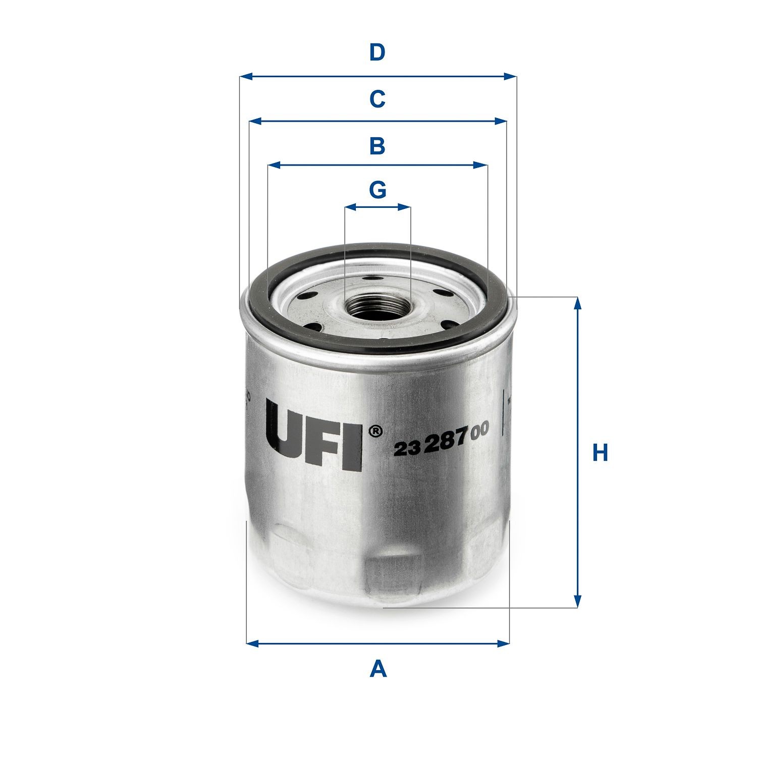 UFI 3/4-16 UNF, with one anti-return valve Inner Diameter 2: 62mm, Outer Diameter 2: 72mm, Ø: 75, 77mm, Height: 83,5mm Oil filters 23.287.00 buy