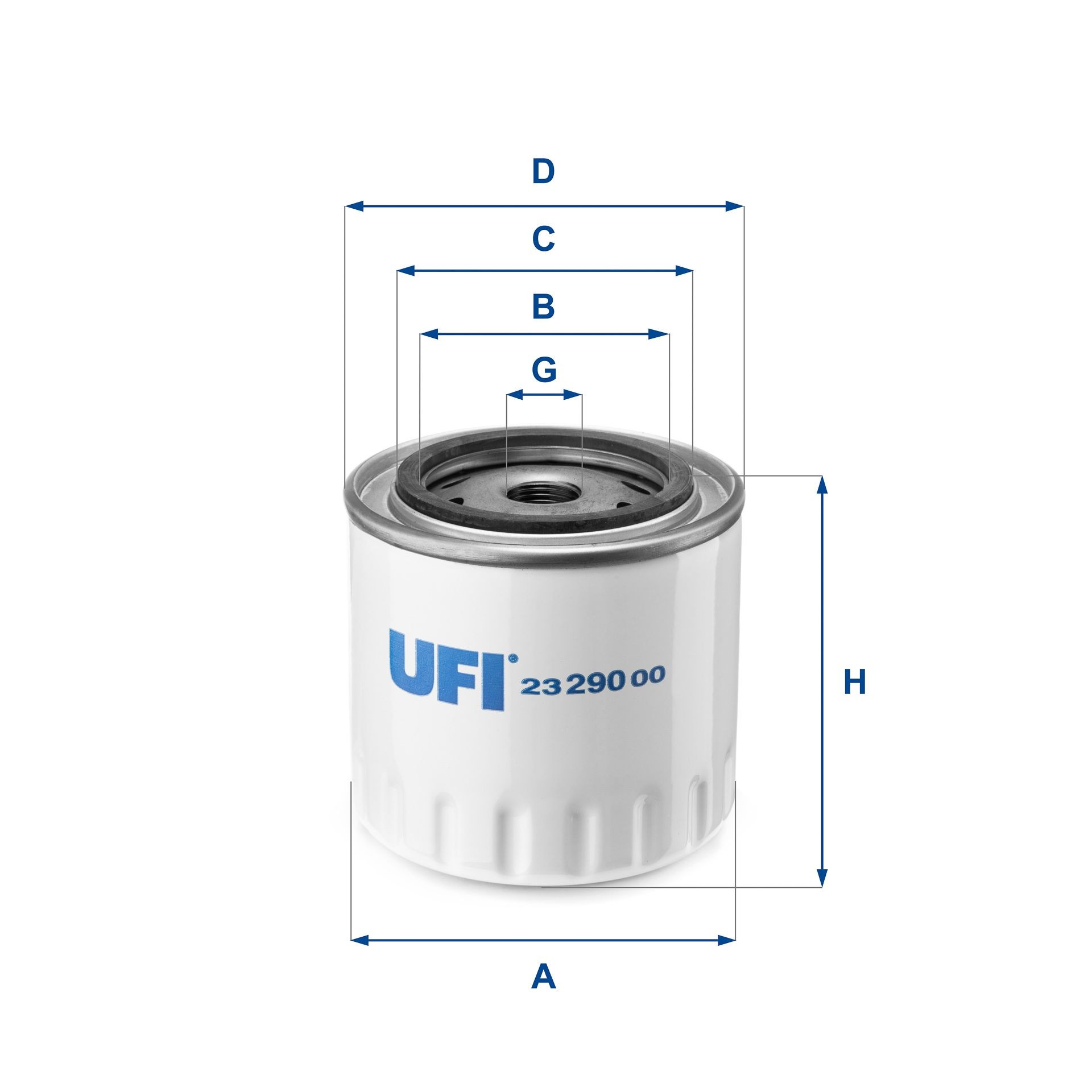 UFI 23.290.00 Oil filter 3/4-16 UNF, with one anti-return valve, Spin-on Filter