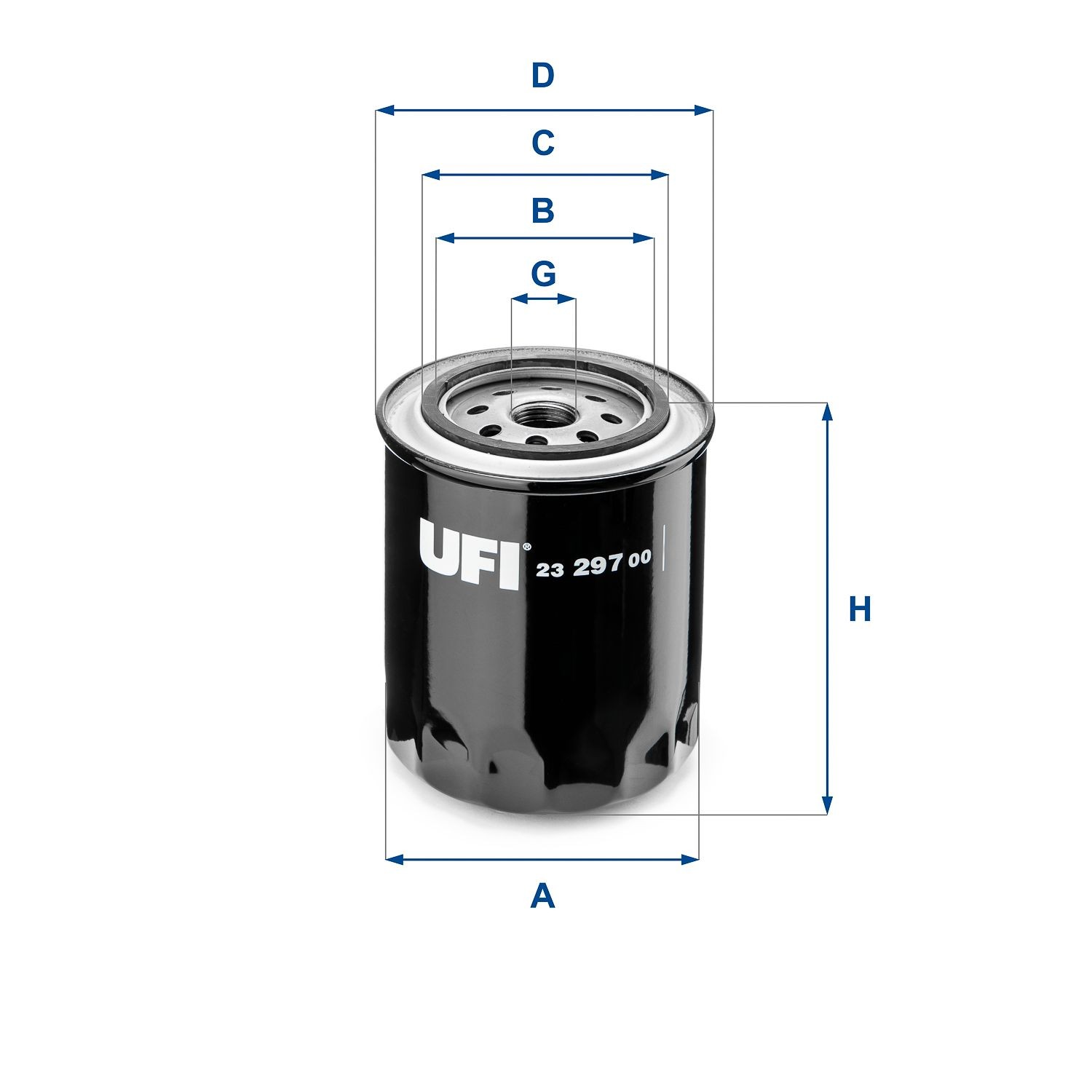 UFI 23.297.00 Oil filter 3/4-16 UNF, with one anti-return valve, Spin-on Filter