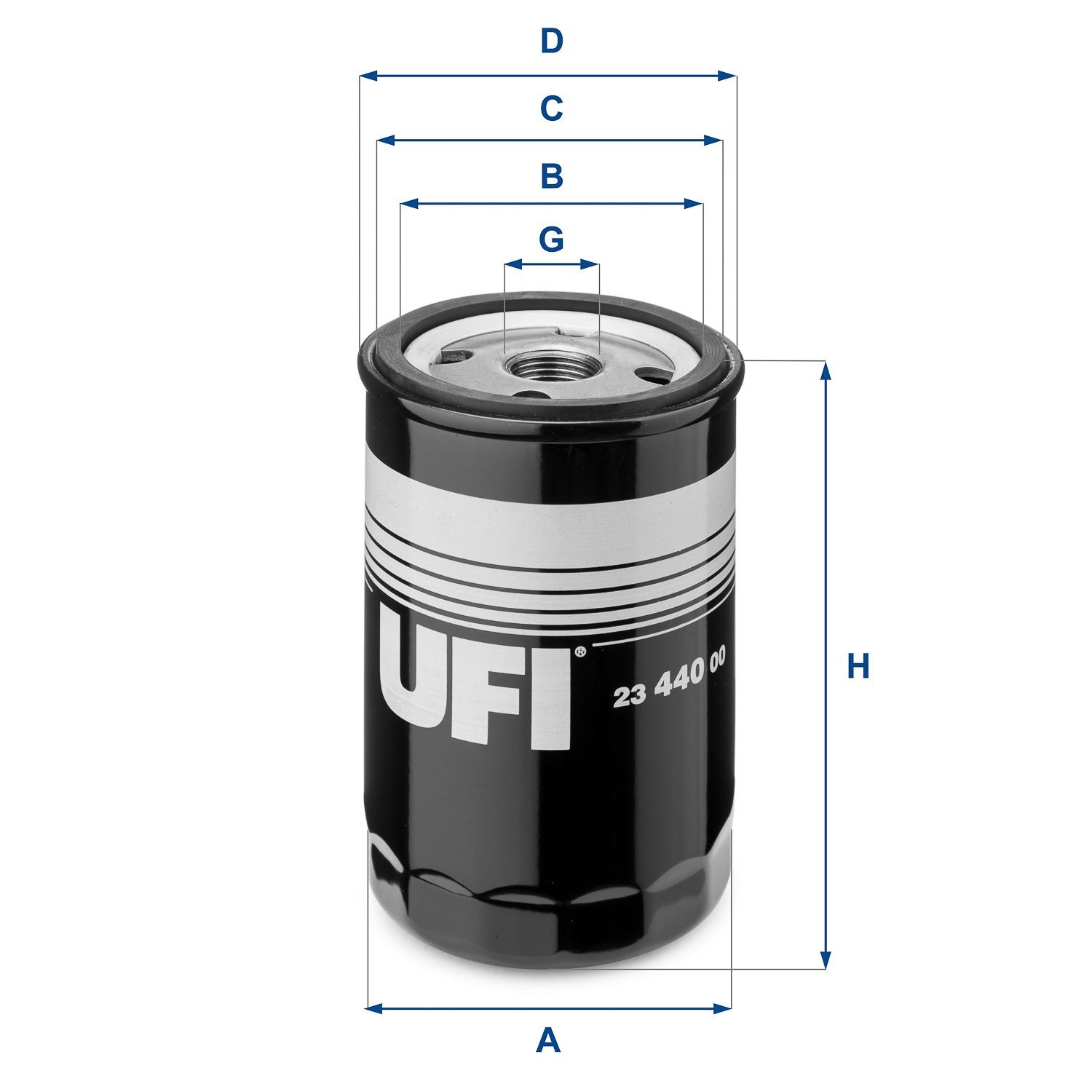 UFI 23.440.00 Oil filter 3/4-16 UNF, with one anti-return valve, Spin-on Filter