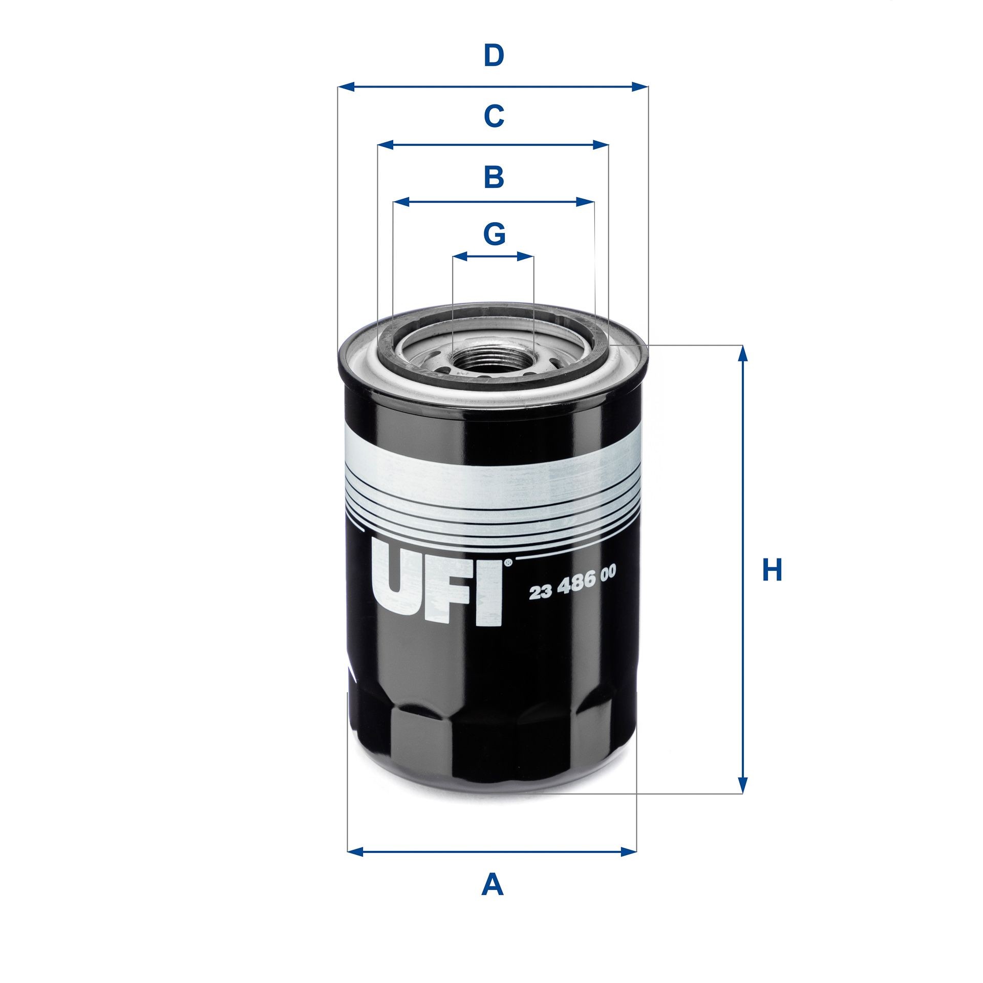 23.486.00 UFI Oil filters HYUNDAI M 26 X 1,5, with one anti-return valve, Spin-on Filter