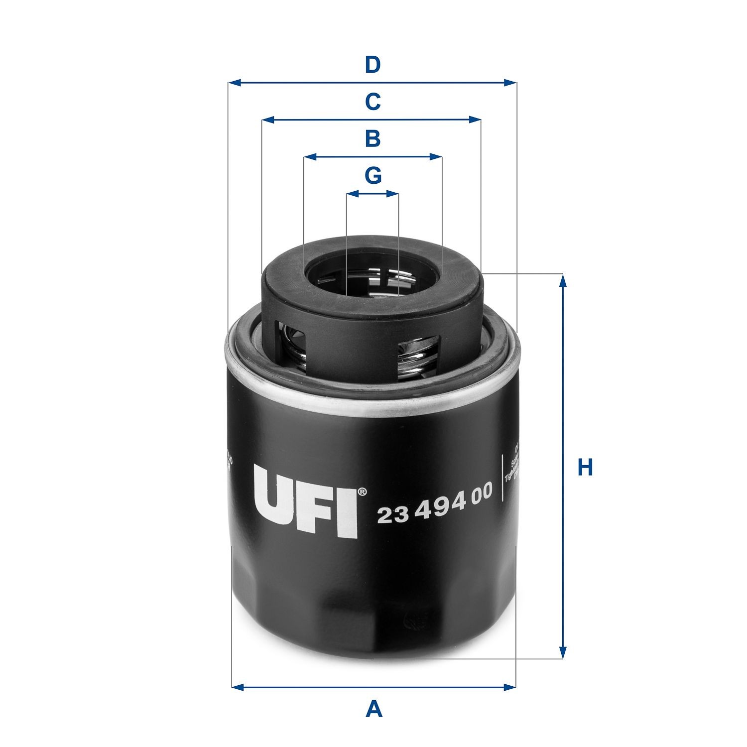 UFI 23.494.00 Oil filter 3/4-16 UNF, with two anti-return valves, Spin-on Filter